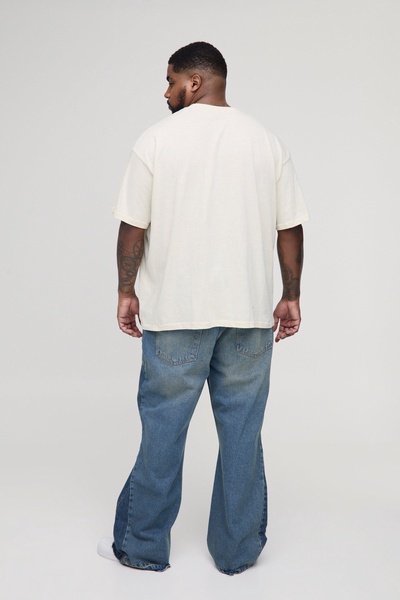 Plus Slim Rigid Flared Distressed Carpenter Jeans