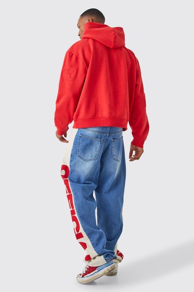 Oversized Boxy All Over Heart Applique Hoodie