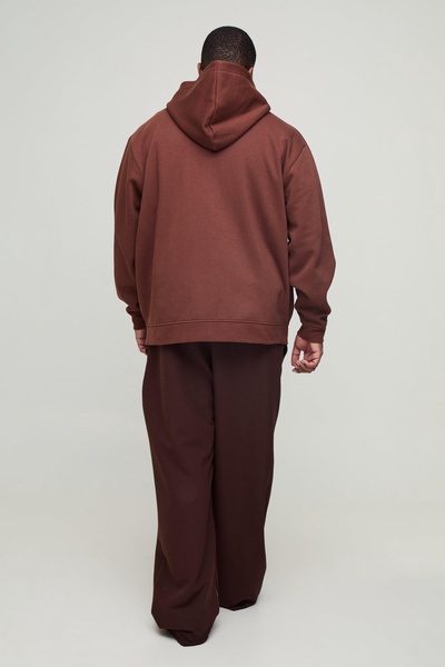 Plus 330GSM Oversized Basic Zip Through Hoodie