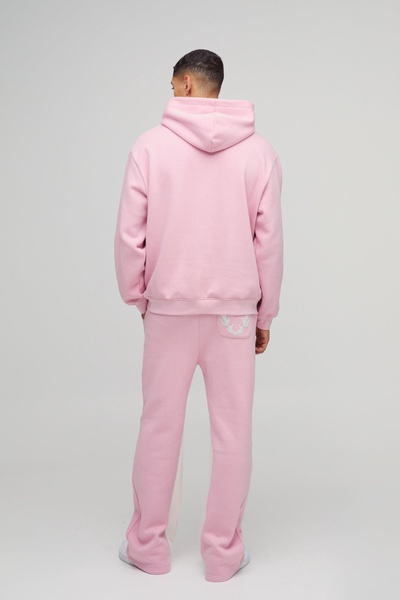 Oversized Cold Hearted Puff Print Gusset Flare Hooded Tracksuit