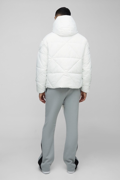 Tall Abstract Quilted Puffer Jacket In White