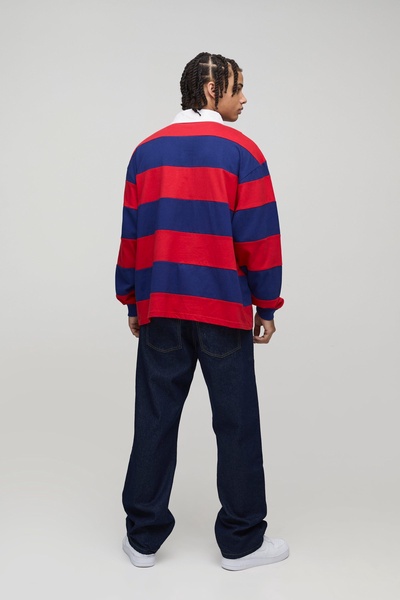 Oversized Heavyweight Cut and Sew Applique Rugby Polo