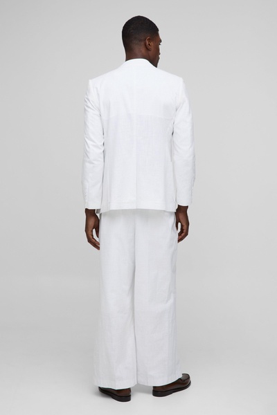 Oversized Wide Leg Linen Blend Pleated Pants