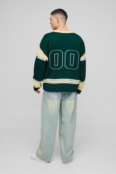 Homme Oversized Varsity Knitted Hockey Top