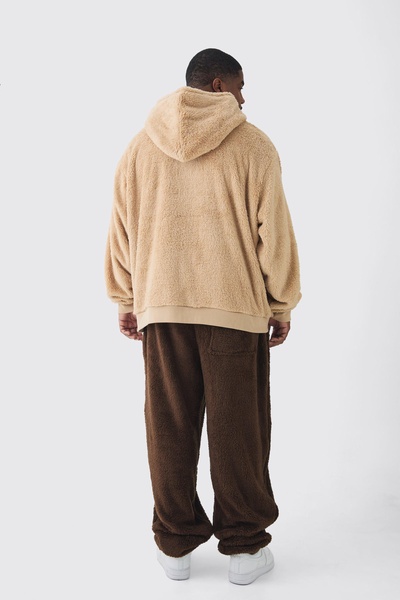 Plus Borg Oversized Zip Thru Hoodie