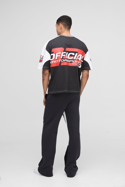 Oversized Boxy Moto Colour Block T-Shirt