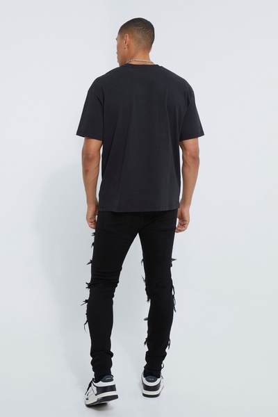 Skinny Stacked Distressed Ripped Jeans
