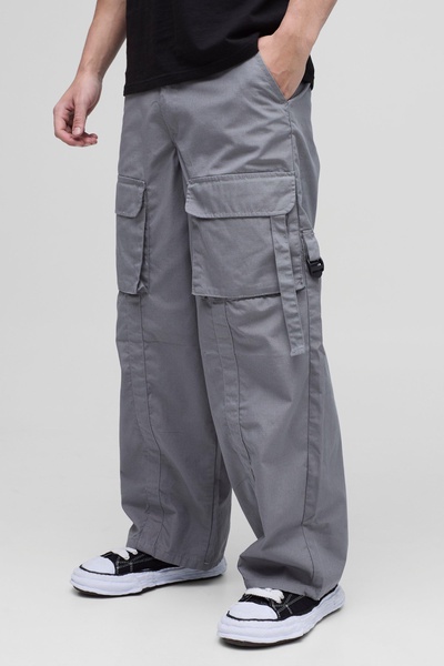 Baggy Fit Ripstop Buckle Detail Cargo Pants