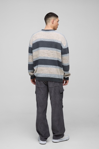 Oversized Brushed Stripe Knitted Sweater