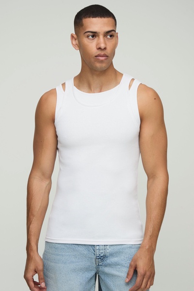 Slim Fit Strap Detail Jersey Vest
