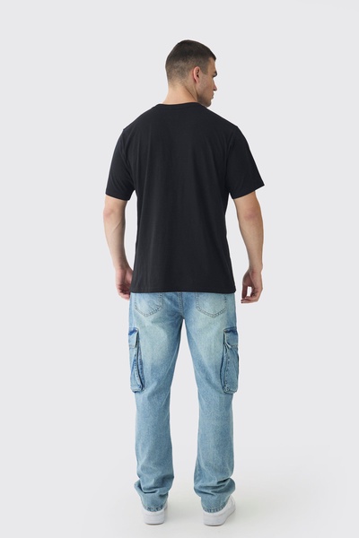 Tall Oversized Cherry Rhinestone Graphic T-shirt In Black