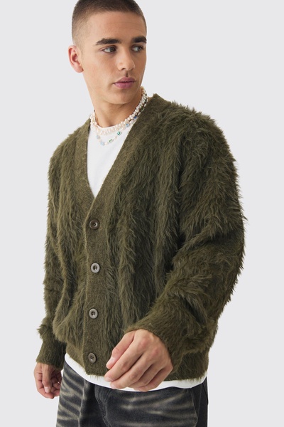 Oversized Boxy Super Fluffy Knitted Cardigan