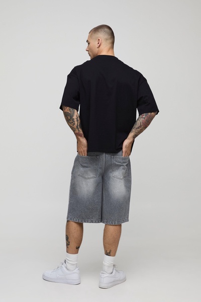 Oversized Boxy Embroidered Gothic Cross T-Shirt