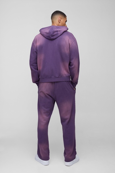 Oversized Boxy Spray Wash Zip Through Tracksuit