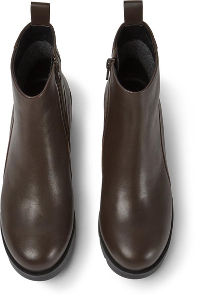 Dark brown zip ankle boot for women