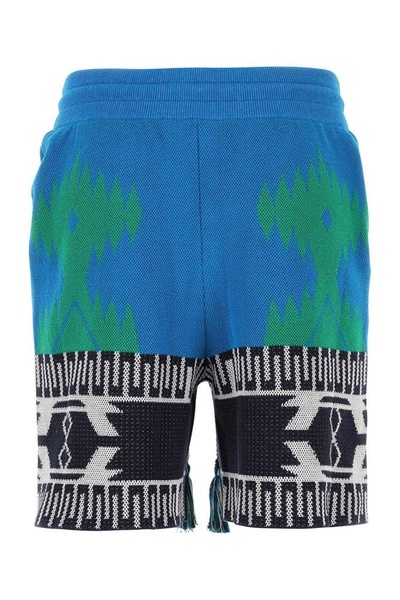 Blue And Green Cotton Piquet Icon Bermuda Shorts