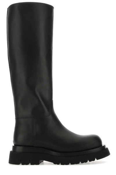 Lug leather knee-high boots