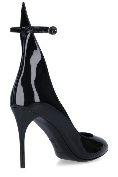 Patent Ankle-Strap Stiletto Pumps