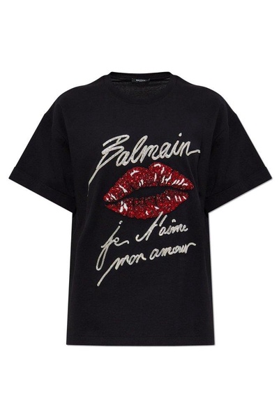 Balmain T-shirt with shimmering appliqués