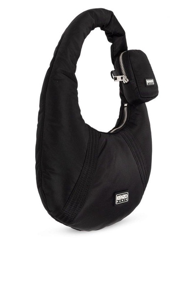 Logo Patch Zipped Shoulder Bag