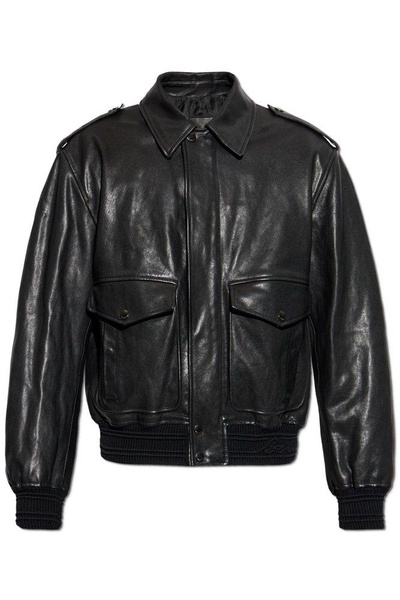 Leather bomber jacket