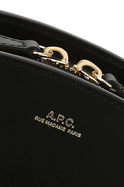 A.P.C. Women Black Leather Mini Demi Lune Shoulder Bag