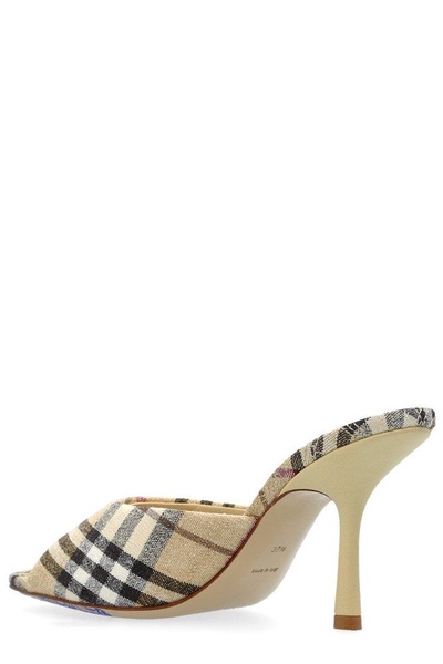 Checked Almond Toe Heeled Sandals
