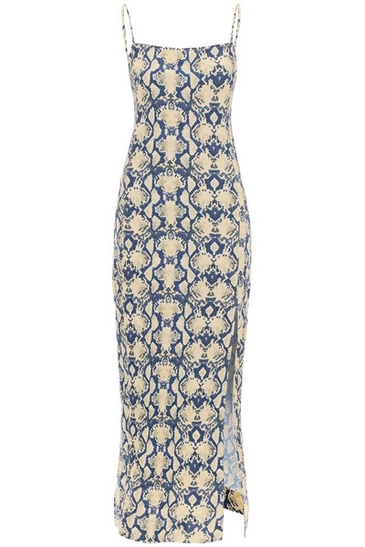 Slip Dress In Snake Printed Crinkled Satin