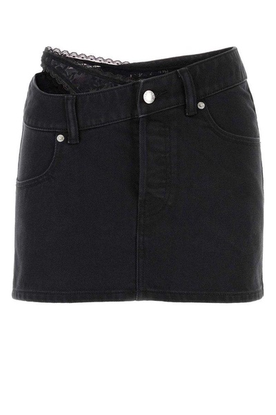 Dip Side Lace Undie Denim Skirt