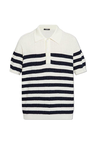 Striped Knit Polo Shirt