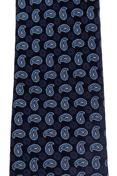 Blue Paisley Jacquard Silk Tie Etro
