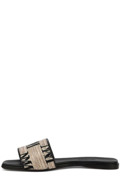 Logo jacquard raffia-effect slides