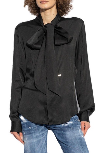 Dsquared2 Shirt with decorative tie at the neckline