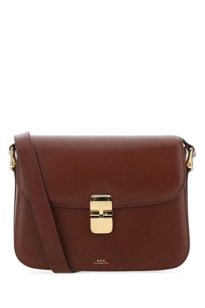 A.P.C. Women Bordeaux Leather Grace Crossbody Bag