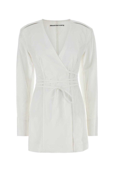 Slit Tailored Shirt Dress With Waist Tie