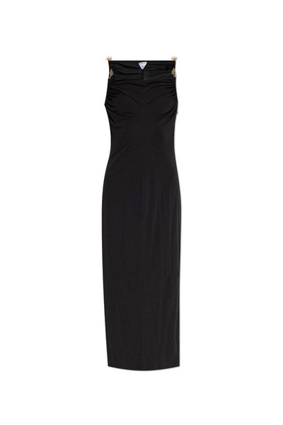 Embellished ruched crêpe maxi dress