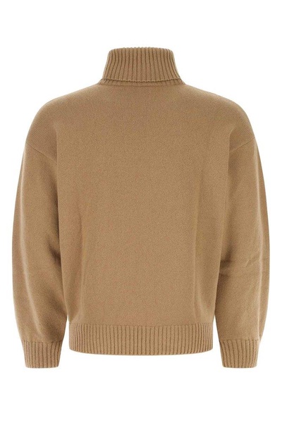Drop-shoulder Roll-neck Knitted Jumper Sweater