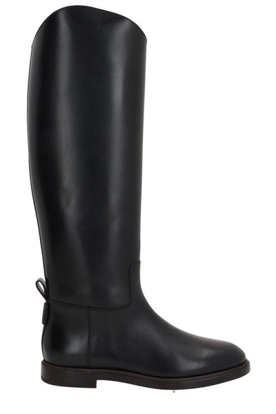 Black Leather Pull-On Boots