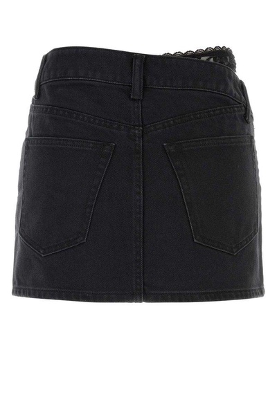 Dip Side Lace Undie Denim Skirt