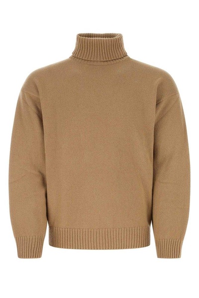 Drop-shoulder Roll-neck Knitted Jumper Sweater