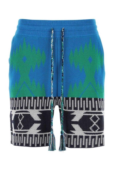 Blue And Green Cotton Piquet Icon Bermuda Shorts