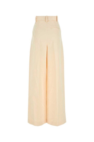 Ivory Cotton Blend Wide-leg Teyana Pant