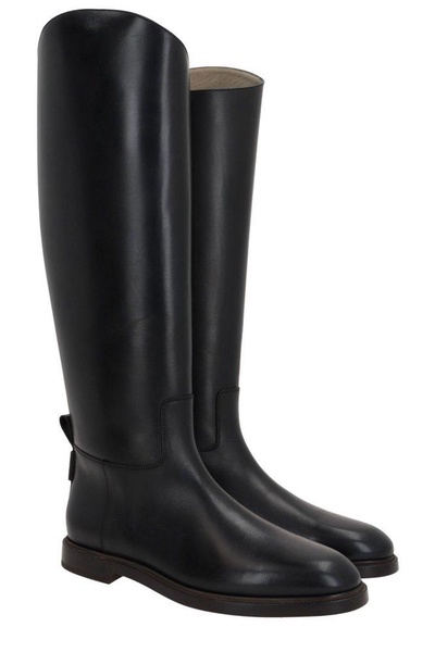 Black Leather Pull-On Boots