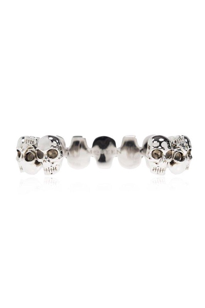 Alexander Mcqueen Silver-Colored Bracelet With Skull Design And Internal Engraved Logo In Brass Man