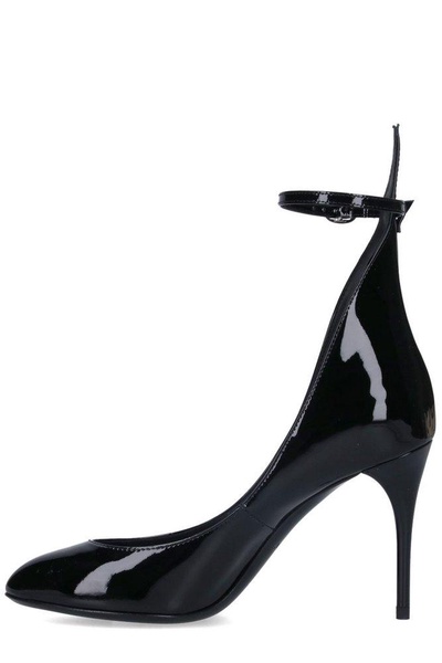 Patent Ankle-Strap Stiletto Pumps