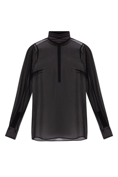 Dolce & Gabbana Transparent top with stand-up collar