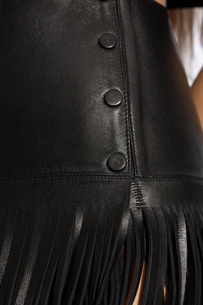 Alaia Leather skirt with fringes