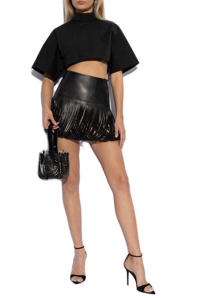 Alaia Leather skirt with fringes