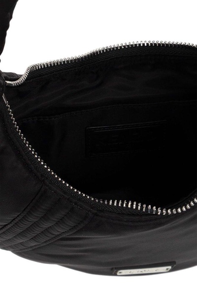Logo Patch Zipped Shoulder Bag