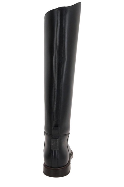 Black Leather Pull-On Boots